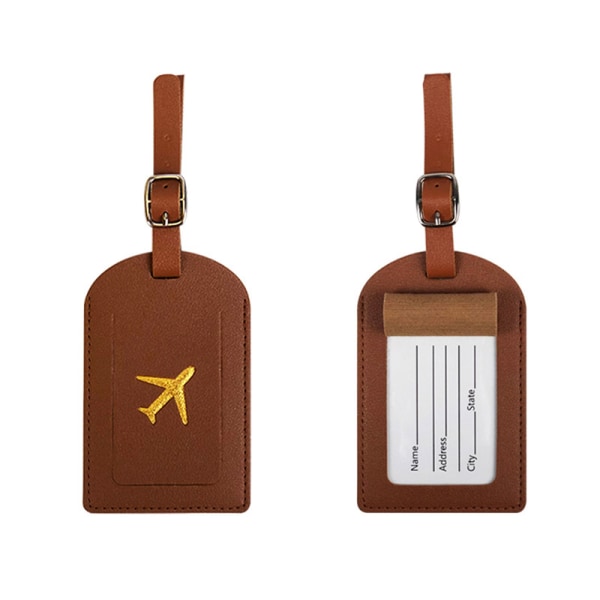 Enkel pasholder og bagagemærke læder rejsesæt kup Brown luggage tag