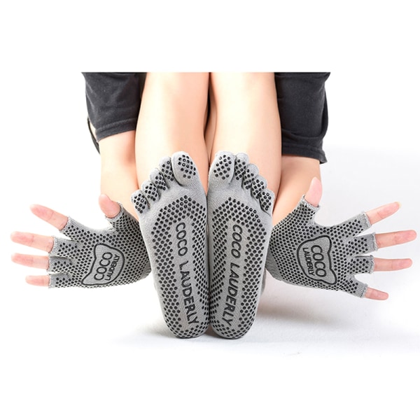 Kvinner Cotton Yoga Gym Toe Fargerike sklisikre sokker Full Grip Soc