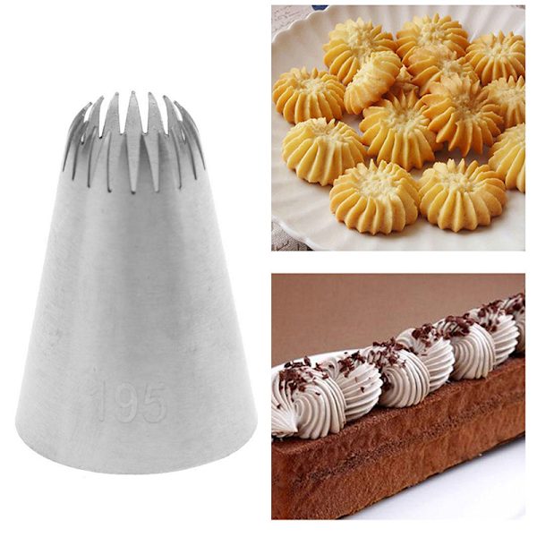 #195 Kakehode Metall Icing Piping Munnstykker Rustfri stålkake one size