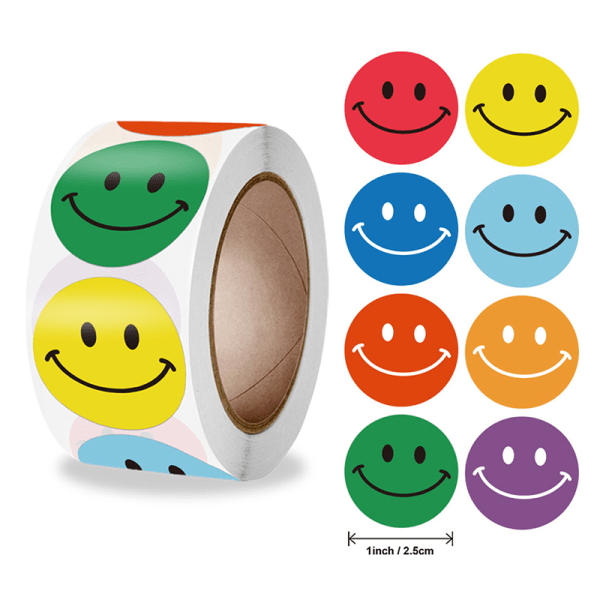 500 st Smile Face Sticker Kids Reward Sticker Etiketter Glad Smil Multicolor