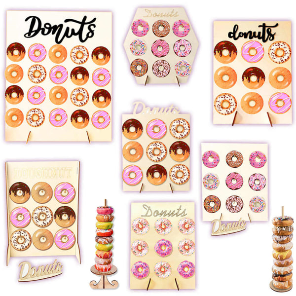 Wooden Donuts Wall Display Stand Hållare - Candy Sweets Donut A3