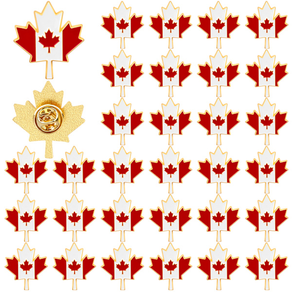 30 st Lönnlöv Kanada Pins Slagstift Nationalflagga Brosch Ca Multicolor 1