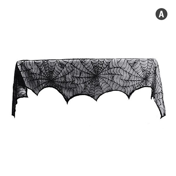 Halloween-koristelupitsi hämähäkinverkko luuranko kallo pöytäliina A