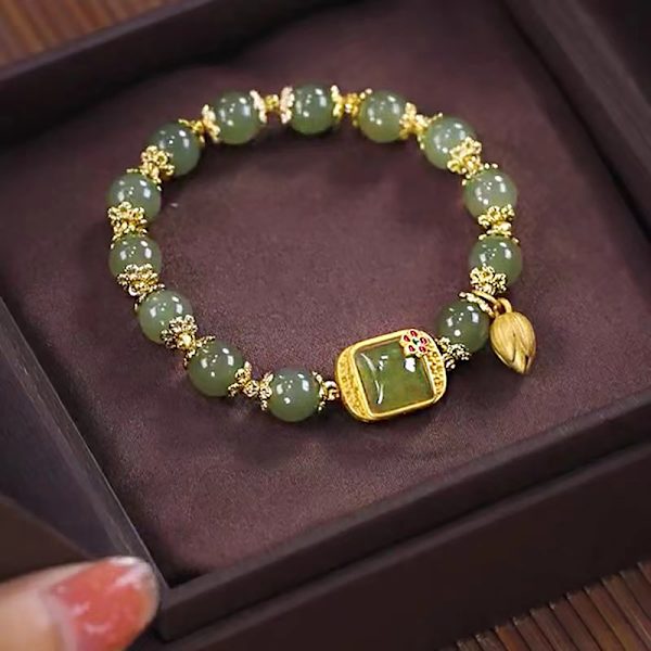 Stil Imiterende Hetian Jade Armbånd Kvadrat Sukker Lotus Perler One Size
