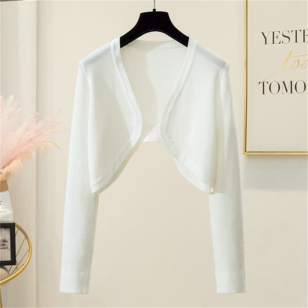 Dame Shrugs Solid Elegant Pustende Fritids Cardigans n Style White One size