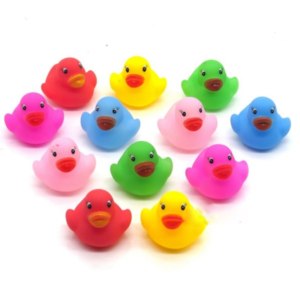 12 stk. Farverigt baby-børn-badelegetøj e Rubber Squeaky Duck D 0 0