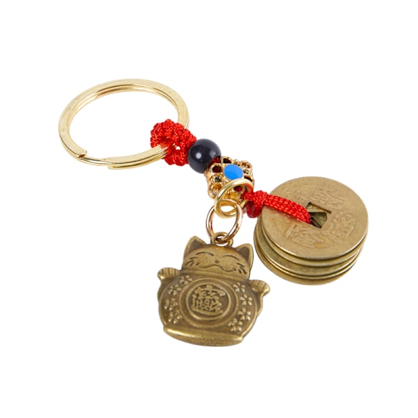 Lucky Cat Five Emperor Coin Messing nøglering vedhæng e Animal Ha one size