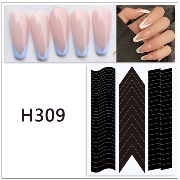 Nail Art Form Fransk Stencil Inkjet Mall Nail Stickers Mani H309