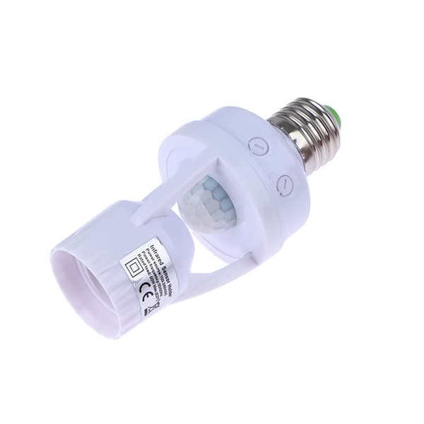 1Pc AC100-240V E27 Socket Converter med PIR bevægelsessensor LED White