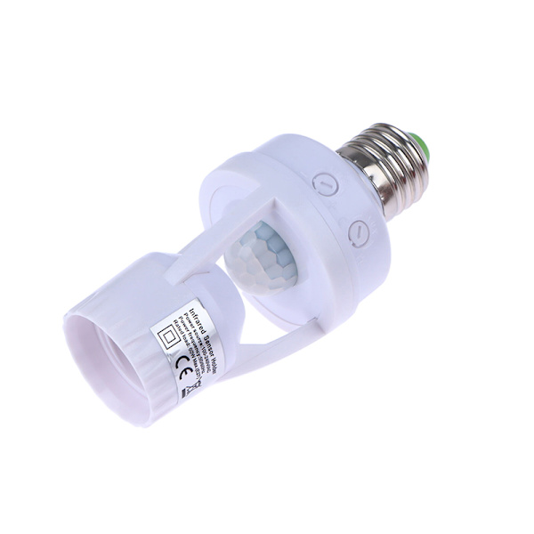 1st AC100-240V E27 Socket Converter med PIR rörelsesensor LED White