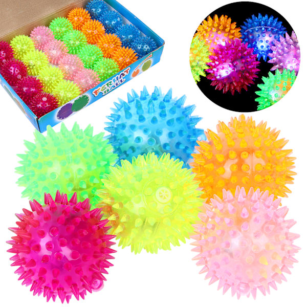 24 Pieces Light Up Bouncy Ball Light up Spike Rubber Ball Senso Blue