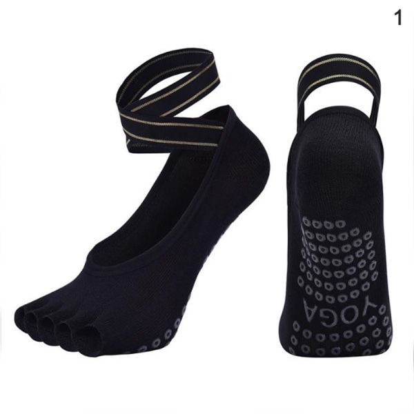 Yoga Socks -slip Five Finger Rygløs Cross Bandage Silikone No
