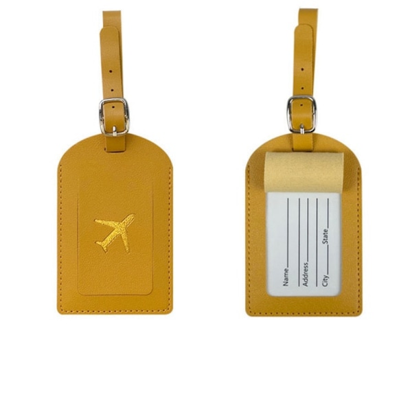 1 STK Kvinder Mænd PU Læder Bagage Tag Kuffert Identifier Label Red