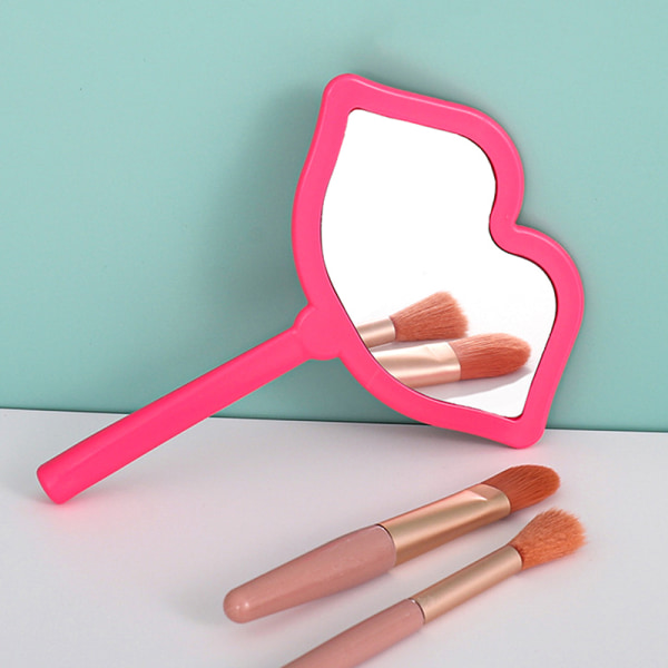 1 ST håndholdt sminkespeil Lip Shape Makeup Mirror DIY Mini Sma Black