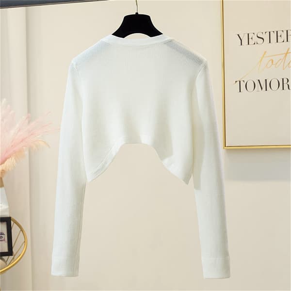 Dame Shrugs Solid Elegant Pustende Fritids Cardigans n Style White One size
