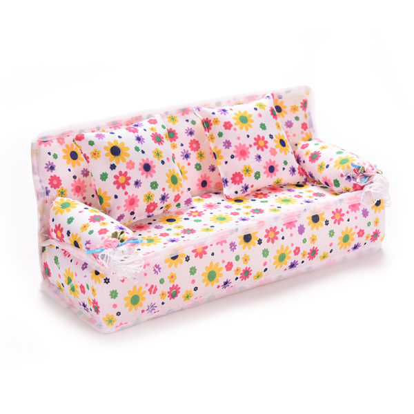 3 kpl / set Sohva sohva 2 tyynyä Barbies-lasten nukkekodin kalusteille