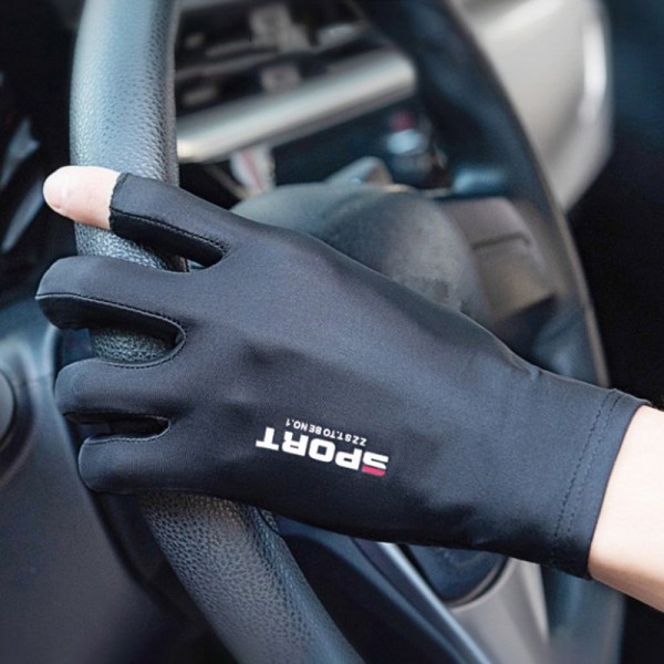 Kesähanskat Miesten Ice Silk Sun Proction Driving Glove Fishing G Black