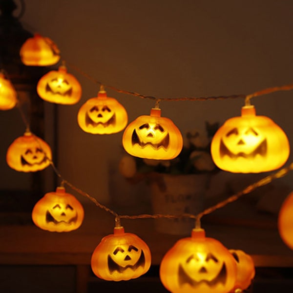 2M 10 LED Horror Halloween Lights Lampe Græskar String Lights DI