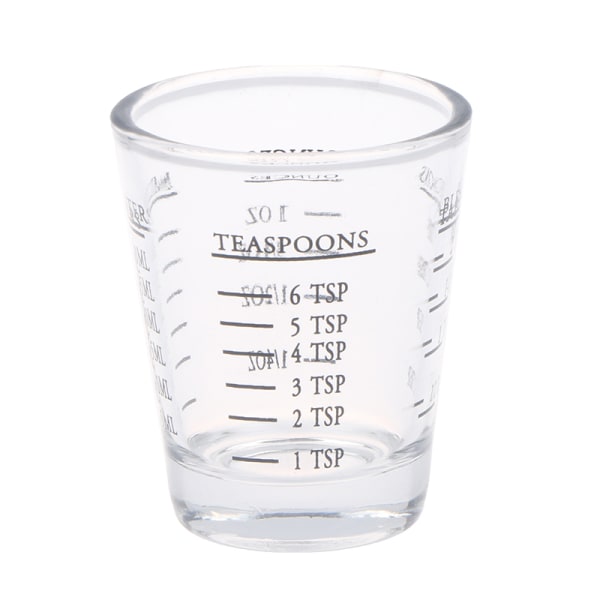 1Pc 30 ML Glasmätkopp med Skala Shot Glass Flytande Glas Black