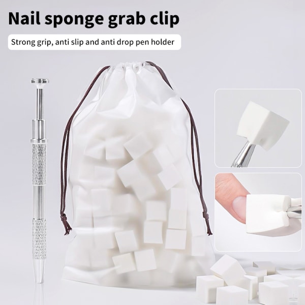 20/50 st Beancurd Cube Gradient Nails Svampar Nagelgelklappning Silver Clip