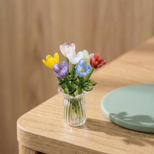 6/7 st. verklighetstrogna glasblommor, simulerade blommor, fräsch heminredning A3