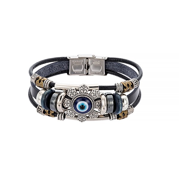 Lucky Eye Turkish Evil Eye Armband Punk Multilayer Läder Ha onesize