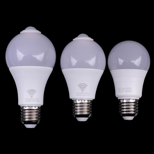 E27 PIR Bevegelsessensorlampe 5W 9W 15W LED-pære med Motion Senso 3(15W induction)