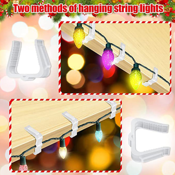 Christmas Light Hanger Krokar Plast Light Clips 1 5/8 Inch Fas White 10PCS