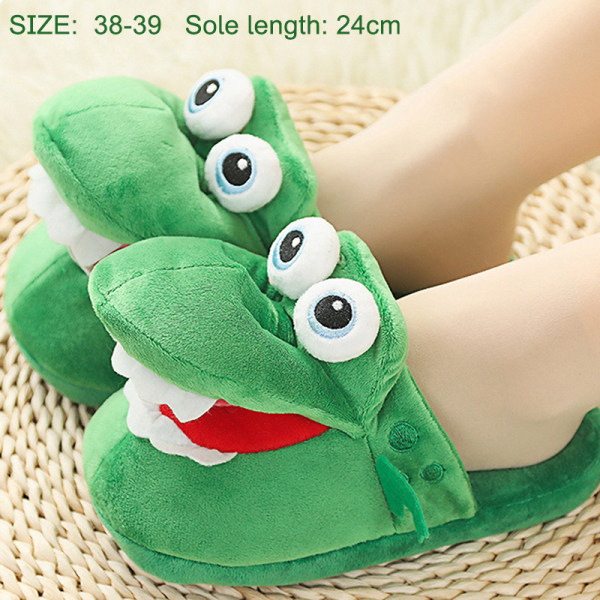 Tegneserie Crocodile Cotton Slippers Moving Funny Walking with Ope 38-39