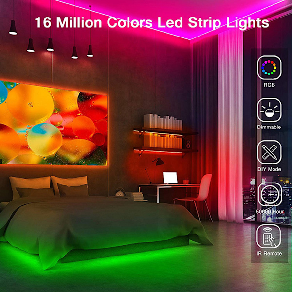2X LED Strip Light RGB 5050 44 knappar infraröd kontroll För TV Comp EU