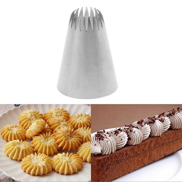 #195 Kakehode Metall Icing Piping Munnstykker Rustfri stålkake one size