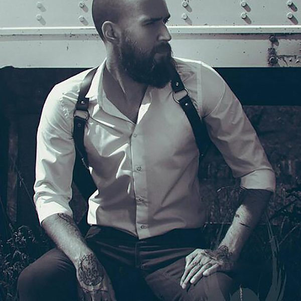 Miesten henkselit Sexy Naisten Miesten Säädettävä Nahka Rintakehä H Brown