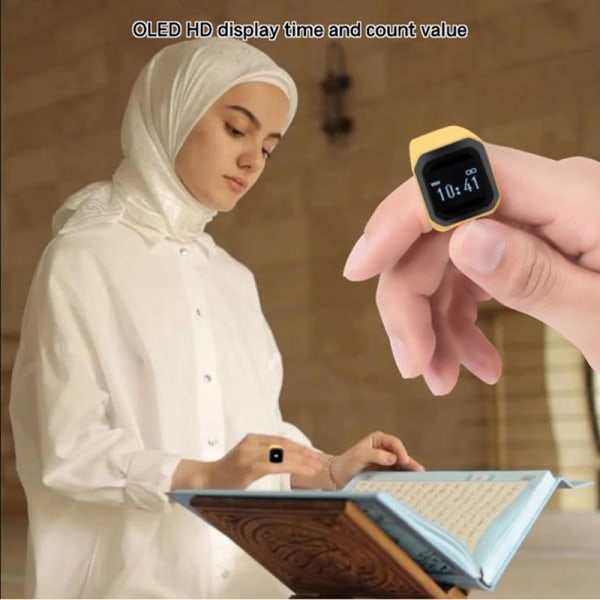 Muslim Smart Ring Sink Alloy 5 Prayer Time Counter Reminder Blu Black