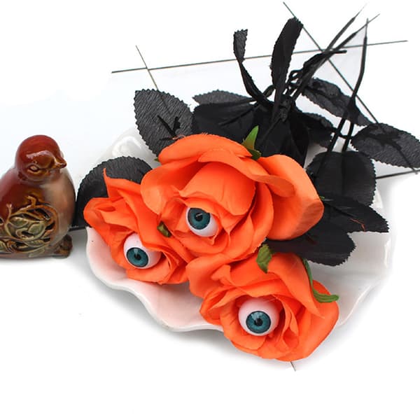 Blomster Rose Kunstig Blomst Med Øjenæble Halloween Spøgelse Sort Black