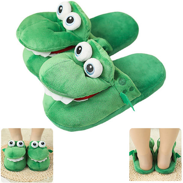 Tegneserie Crocodile Cotton Slippers Moving Funny Walking with Ope 38-39