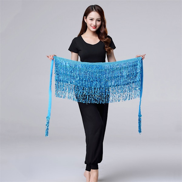 Dans Hip Kjol Paljetter Fringe Kjol Tofs Hip Scarf Rave Skir Blue