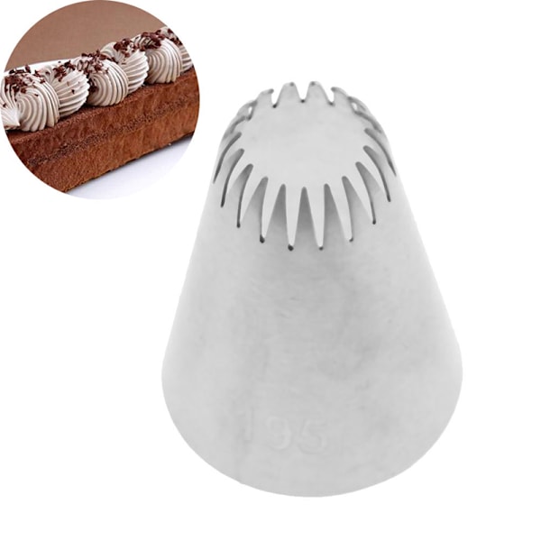 #195 Kakehode Metall Icing Piping Munnstykker Rustfri stålkake one size