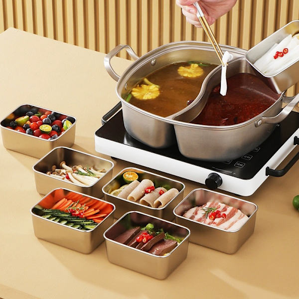 Behållare av rostfritt stål förseglad Crisper Förvaring Lunch Box Bow C with lid