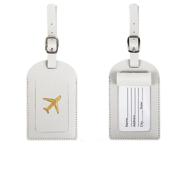 1 STK Kvinder Mænd PU Læder Bagage Tag Kuffert Identifier Label White