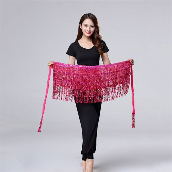 Dans Hip Kjol Paljetter Fringe Kjol Tofs Hip Scarf Rave Skir Black+Silver