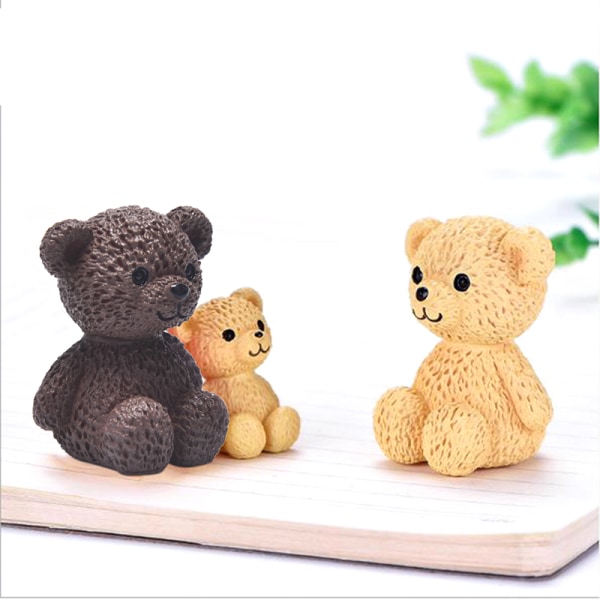e Bear Miniature Animal Garden Figuurit Kakun koristelu Mikro Brown