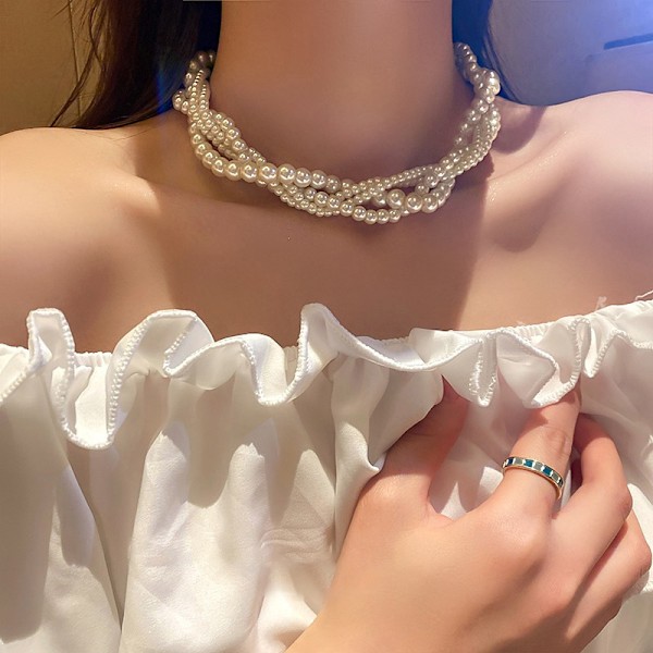 Twining Pearl Choker Halskæder Til Kvinder Geometriske Halskæder Je onesize