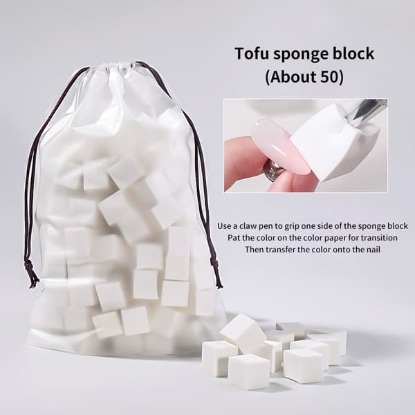 20/50 kpl Beancurd Cube Gradient Nails Sienet Kynsigeeli Taputus 20Pcs sponge