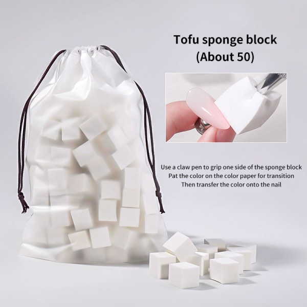 20/50 st Beancurd Cube Gradient Nails Svampar Nagelgelklappning 50Pcs sponge