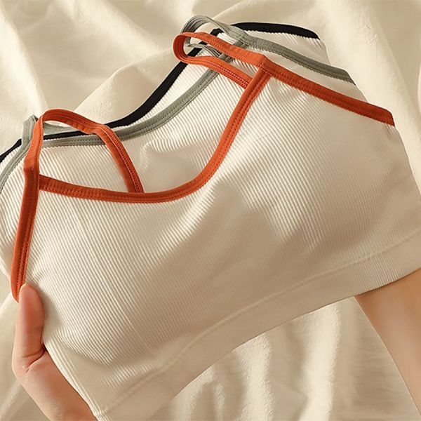 Saumattomat urheilurintaliivit Selkänojattomat olkaimettomat rintaliivit Push Up Bralette Orange