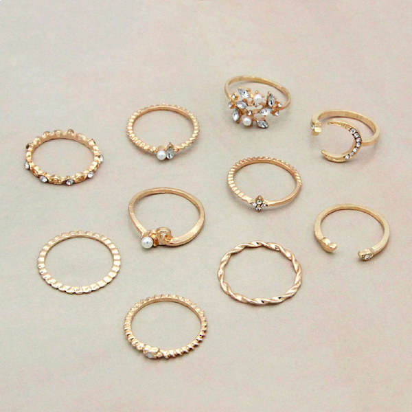 10st/ set Moon Star Ringar Dam Flickor Bohemian Set Gi One Size