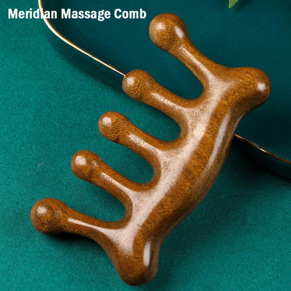 Meridian Massage Kam Fem-Tands Håndtagsløs Træ Point Acupun