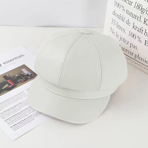 Solid Beret Cap Beret Fransk Kunstner Varm Lue Dame Beige