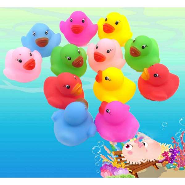 12 stk. Farverigt baby-børn-badelegetøj e Rubber Squeaky Duck D 0 0