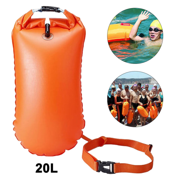 20L uppblåsbar öppen simboj Float Vattentät Air Dry Bag Orange one size
